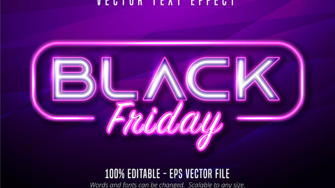 Black Friday text, neon style editable text effect