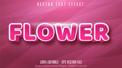 Flower text, cartoon style editable text effect