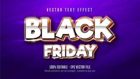 Black Friday text, cartoon style editable text effect