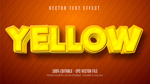 Yellow text, cartoon style editable text effect