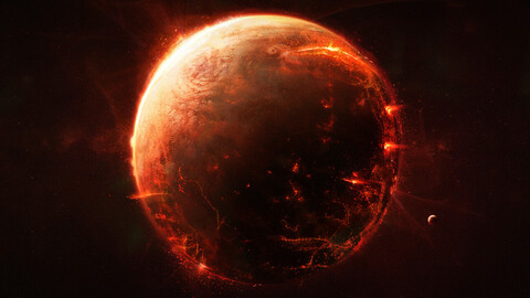 Fiery planet (.blend .PSD).
