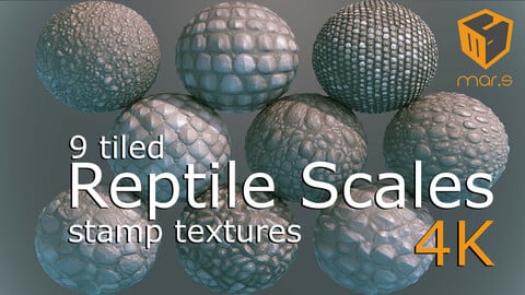 9 tiled REPTILE SCALES Texture Stamps