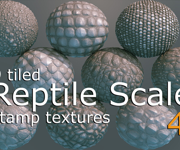 ArtStation - 9 tiled REPTILE SCALES Texture Stamps | Brushes