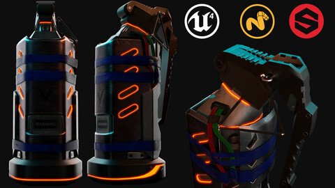 Game Asset for Unreal Engine - Unity | Cyberpunk Grenade Vandal P-40