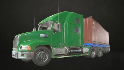 Semi Truck Container Trailer - Low Poly