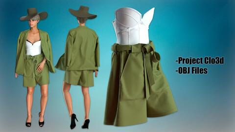 Set of Shorts Bermudi, Korset, Jacket, Hat