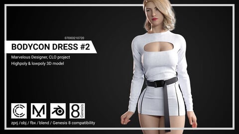 Bodycon Dress #2 - Marvelous Designer, CLO project.