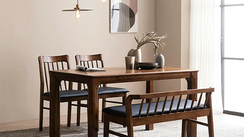 Barrent rubber wood dining table set