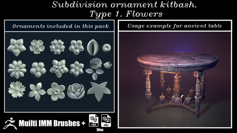 Subdivision ornament kitbash. Type 1. Flowers