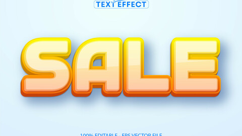 Sale text, orange gradient color cartoon style editable text effect