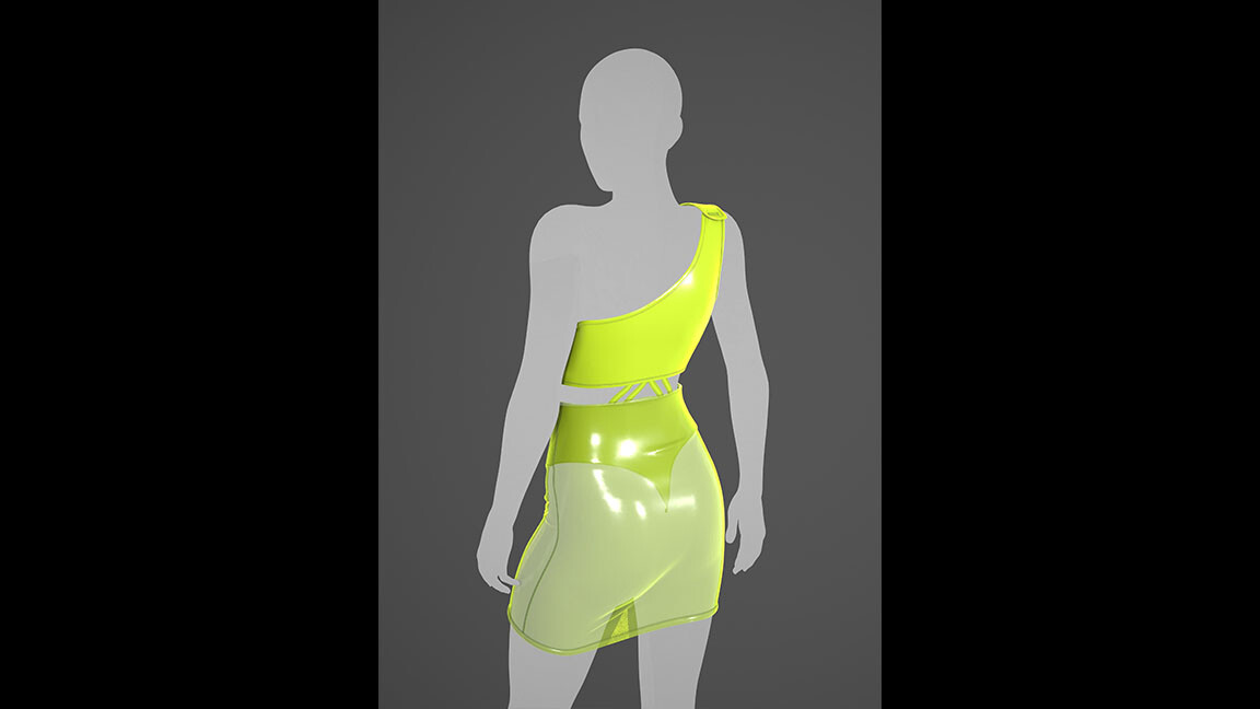 ArtStation - Neon Yellow Latex Dress | Game Assets