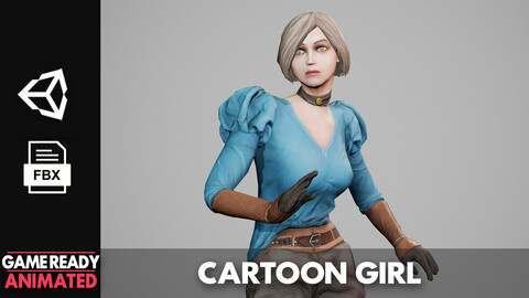Cartoon Girl - Game Ready