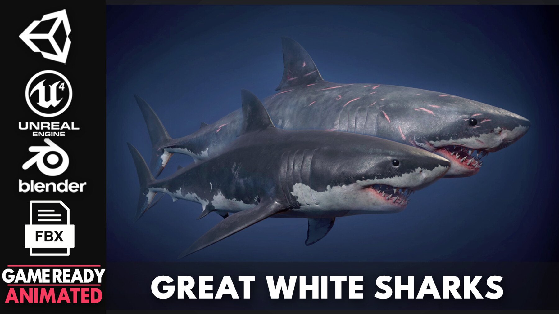 ArtStation - Great White Sharks - Game Ready | Game Assets