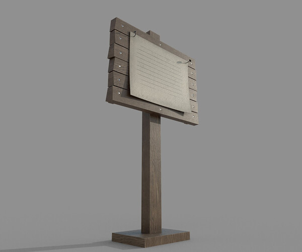 ArtStation - Wooden Signboard with Poster | Game Assets