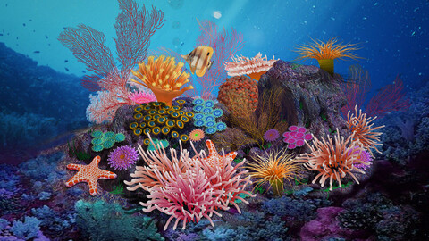 Science fiction - seabed - coral group 02