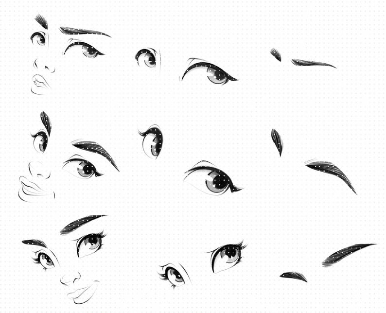 Procreate Anime Eye Stamp Brush for Eyes Reference Brush 