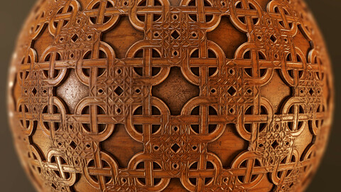 PBR - DECORATIVE WOOD WALL, CELTIC CROSS  - 4K MATERIAL