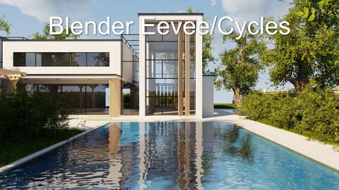 Modern villa 2021 Blender Eevee and Cycles 2 (without furniture)