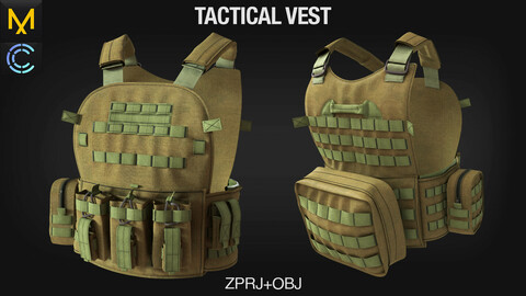 Tactical Vest. Clo3D/Marvelous Designer project + OBJ file