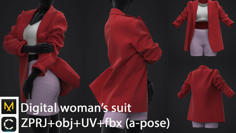 Woman's suit (3 garments) clo3d/marvelous designer
