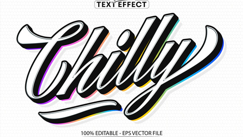 Chilly text graphic styles, colorful minimalistic style editable font and text effect