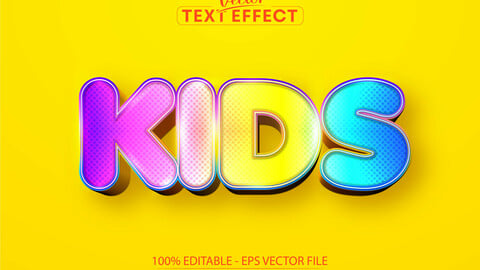 Kids editable text effect, sweet colorful cartoon font style