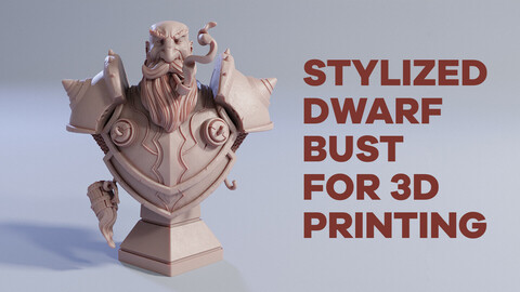 Stylized Dwarf Bust for 3D printing (STL)