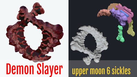 Demon Slayer Upper moon 6 Gyutaro sickle weapon for 3d printing, cosplay