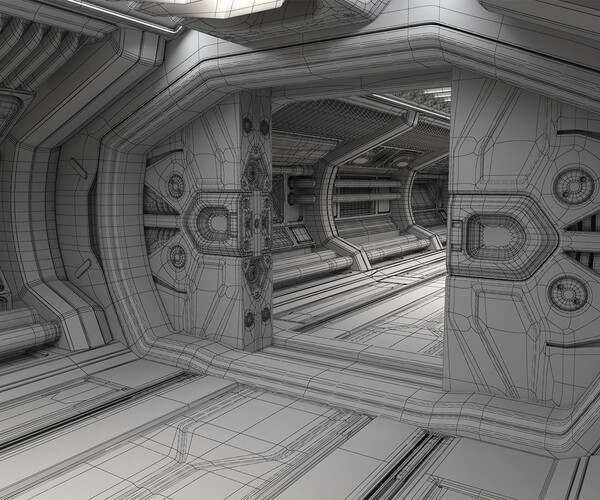 ArtStation - Sci - Fi Modular Corridor 3 - 3D Model | Game Assets