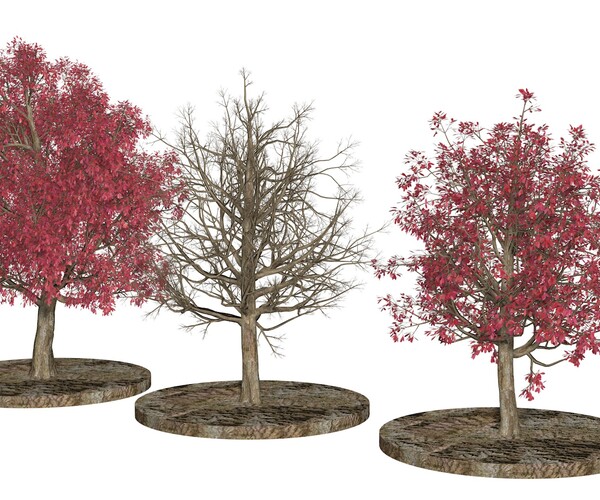 ArtStation - Three Pink trees v2 | Resources