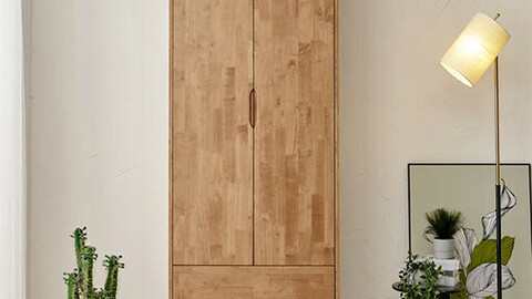 Noah rubber wood 2 drawer wardrobe