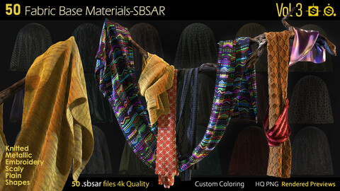 50 Fabric Materials-sbsar-4k-custom colors-Vol3