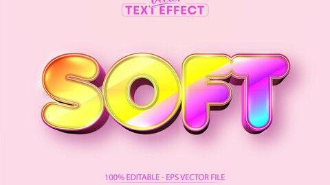 Soft editable text effect, sweet colorful cartoon font style