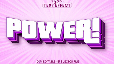 Power text, cartoon style editable text effect