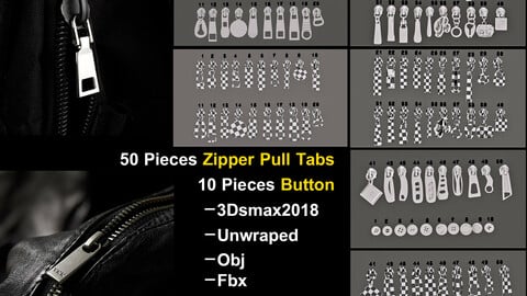 Pieces Zipper Pull Tabs and Button