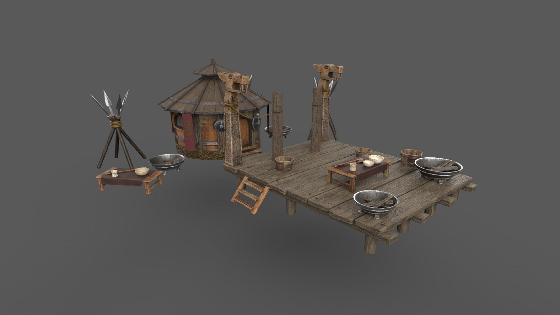 ArtStation - Historic Viking house with courtyard PBR low-poly 3D model  Low-poly 3D model | Resources