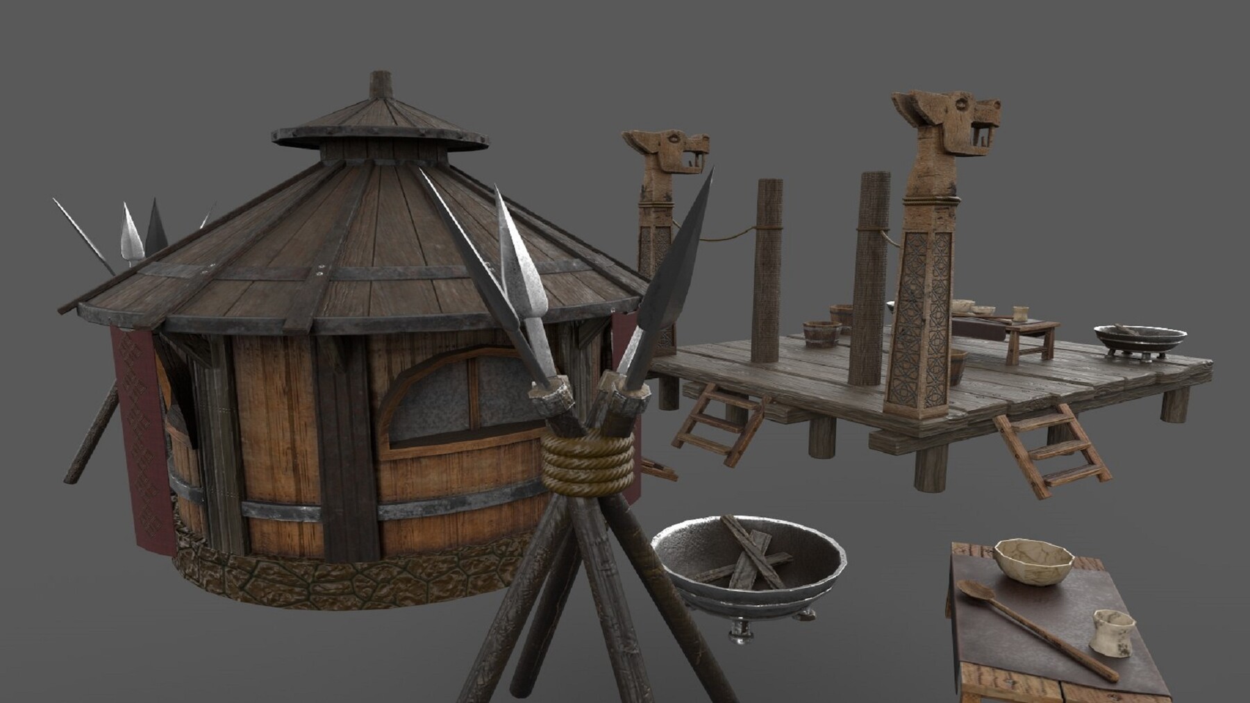 ArtStation - Historic Viking house with courtyard PBR low-poly 3D model  Low-poly 3D model | Resources