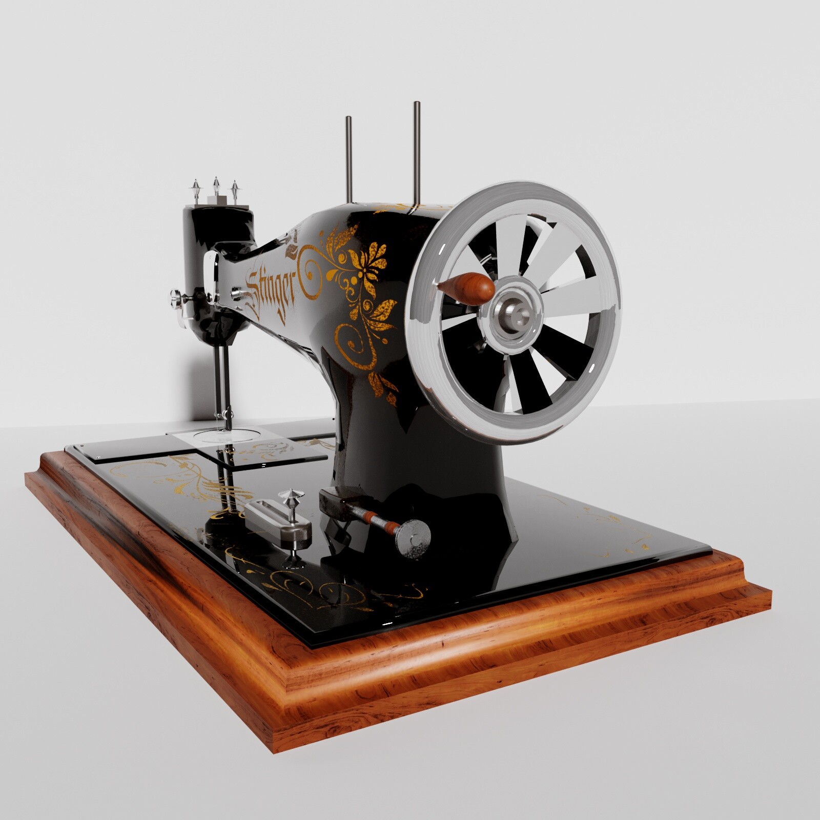 ArtStation Mechanical retro sewing machine. Game Assets