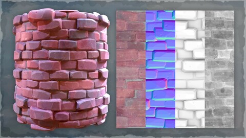 Stylized Overlapping Brick Wall Material