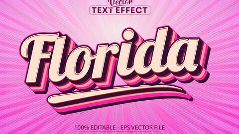 Florida text, 80s text style and editable text effect