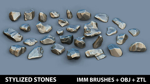 Zbrush - 30 Stylized Stones IMM Brushes