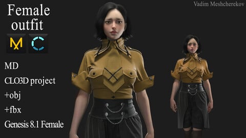 Female Outfit. Clo 3D / Marvelous Designer project +obj/fbx