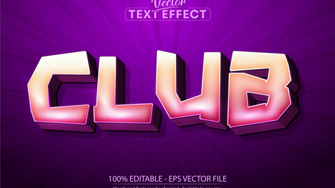 Club text, cartoon style editable text effect