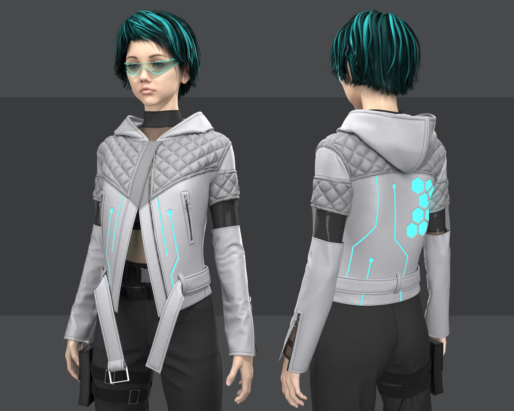 Artstation Cyberpunk Female Outfit 2 Clo3d Marvelous Designer Projects Game Assets