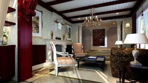 Retro fashionable European living room 1785