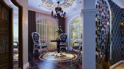 Luxury Retro European Living Room 1739