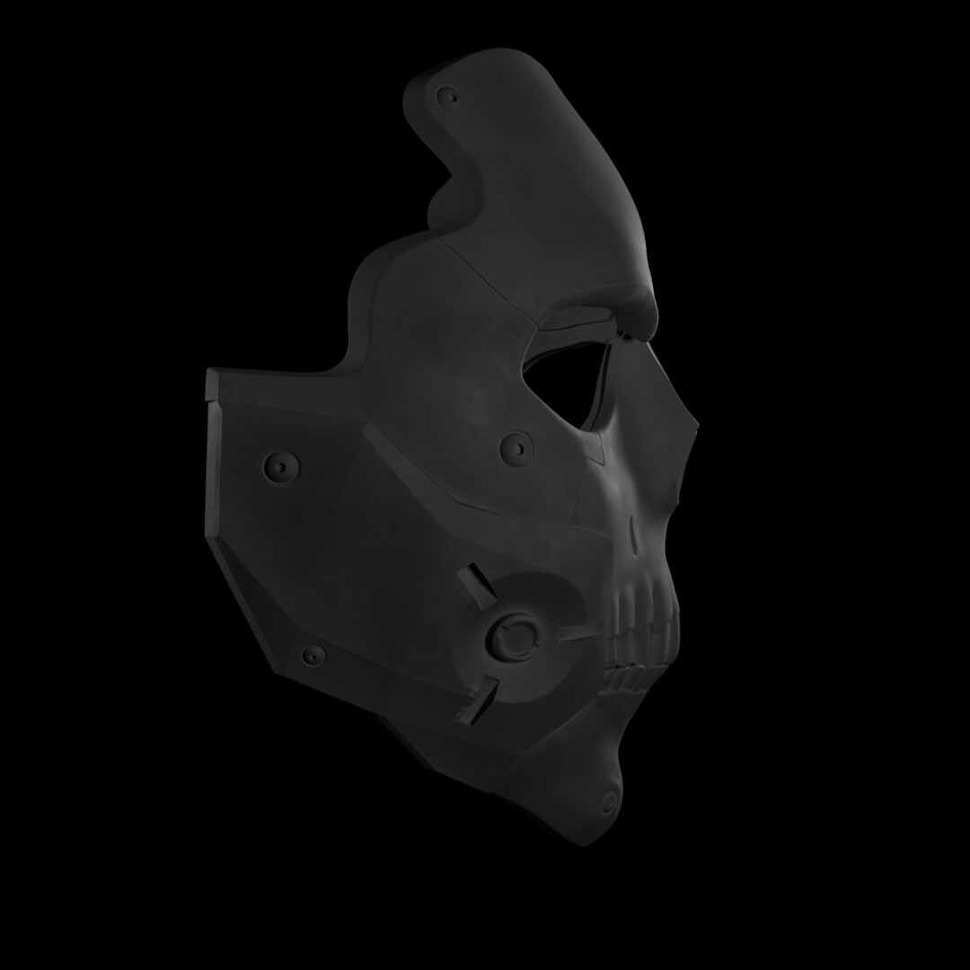 3d printed ghost mask from modern warfare 2, modelled and finished