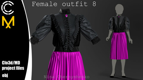 Female outfit 8. Marvelous Designer/Clo3d project + OBJ.