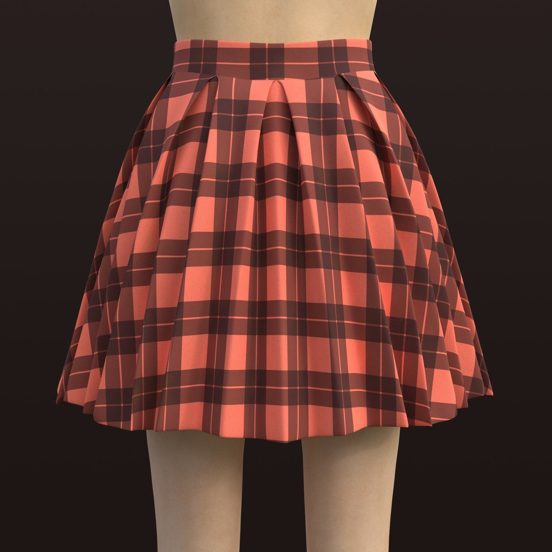 3D Plaid Pleated Mini Skirt 