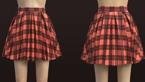 3D Plaid Pleated Mini Skirt - school uniform skirt